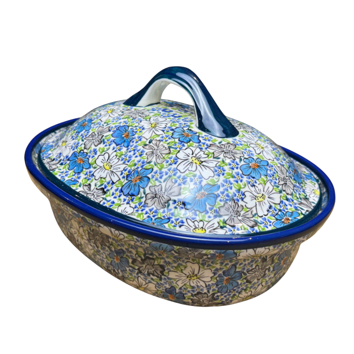 Vas oval cu capac pentru cuptor Floral Beauty , ceramica smaltuita, pictat manual, 25,5 x 31,8 cm, volum  2,2 L [5]