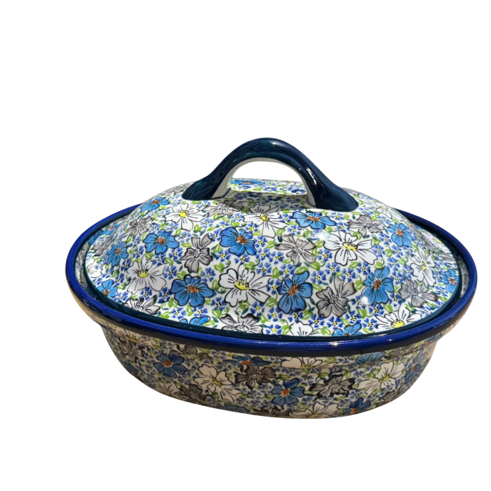 Vas oval cu capac pentru cuptor Floral Beauty , ceramica smaltuita, pictat manual, 25,5 x 31,8 cm, volum  2,2 L [9]