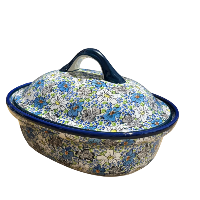 Vas oval cu capac pentru cuptor Floral Beauty , ceramica smaltuita, pictat manual, 25,5 x 31,8 cm, volum  2,2 L [3]