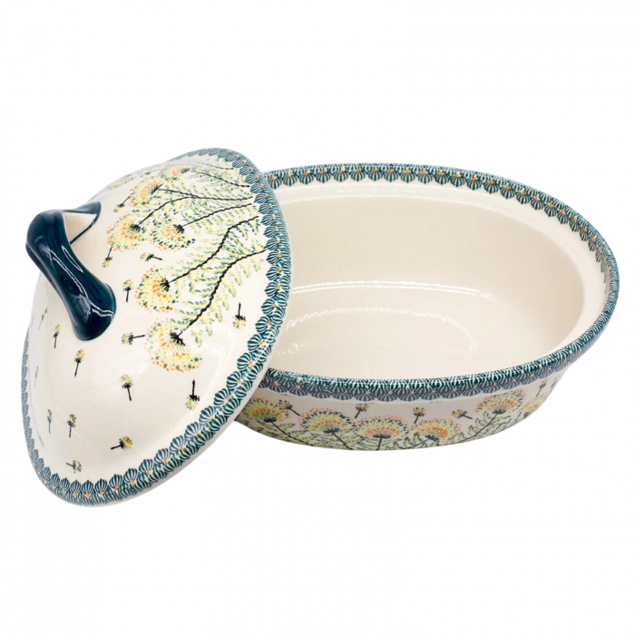 Vas oval cu capac pentru cuptor Floral Field, ceramica smaltuita, pictat manual, 25,5 x 31,8, volum  2,2 L [6]