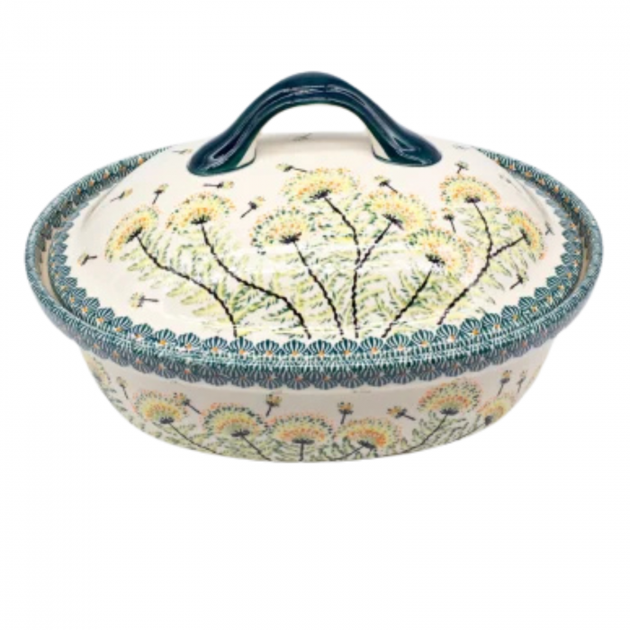 Vas oval cu capac pentru cuptor Floral Field, ceramica smaltuita, pictat manual, 25,5 x 31,8, volum  2,2 L [5]