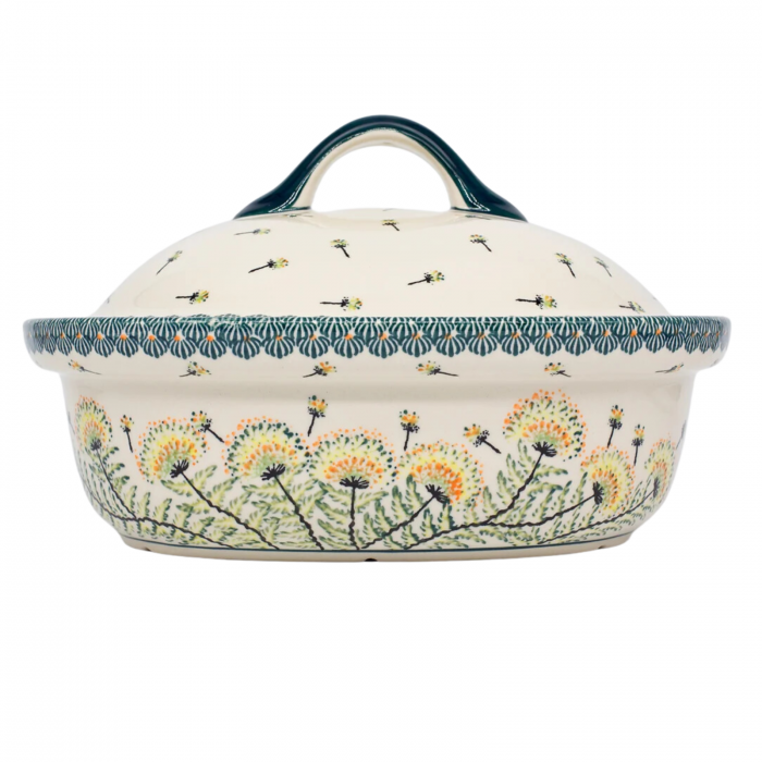 Vas oval cu capac pentru cuptor Floral Field, ceramica smaltuita, pictat manual, 25,5 x 31,8, volum  2,2 L [2]