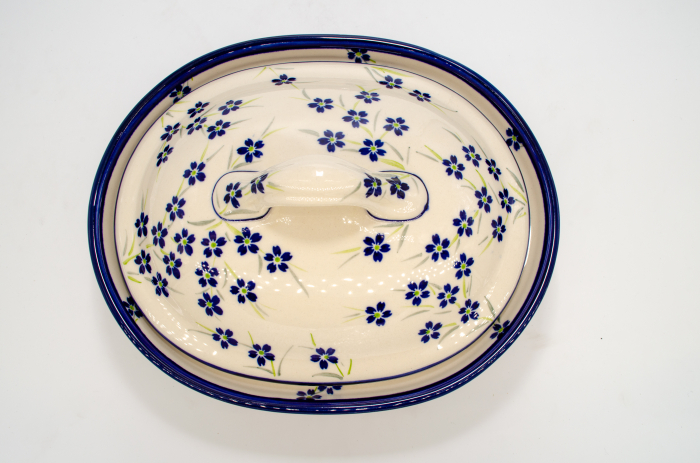 Vas oval cu capac pentru cuptor Happiness, ceramica smaltuita, pictat manual, 21,5 x 26,0 cm, volum  1,2 L [4]