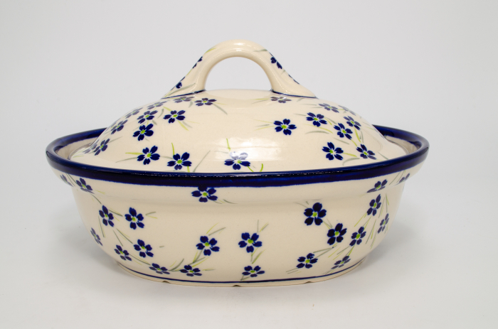 Vas oval cu capac pentru cuptor Happiness, ceramica smaltuita, pictat manual, 21,5 x 26,0 cm, volum  1,2 L [3]