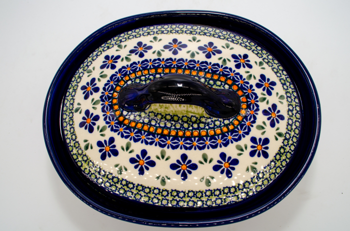 Vas oval cu capac pentru cuptor Joy, ceramica smaltuita, pictat manual, 22,0 x 26,0 cm, volum  1,2 L [5]