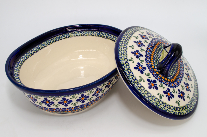 Vas oval cu capac pentru cuptor Joy, ceramica smaltuita, pictat manual, 22,0 x 26,0 cm, volum  1,2 L [3]