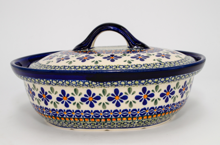 Vas oval cu capac pentru cuptor Joy, ceramica smaltuita, pictat manual, 22,0 x 26,0 cm, volum  1,2 L [4]