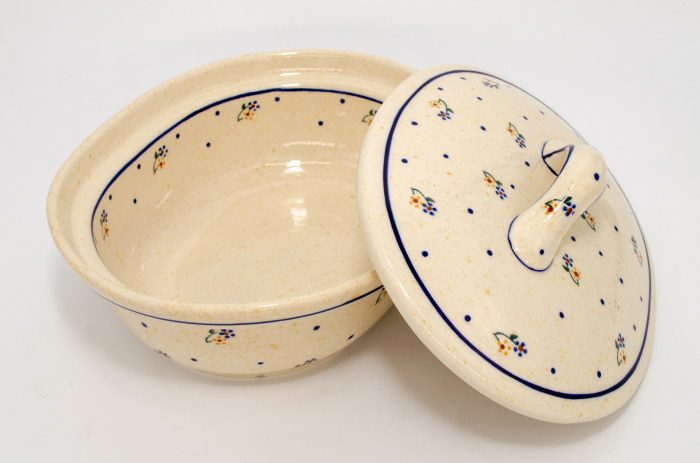 Vas oval cu capac pentru cuptor Little Flowers, ceramica smaltuita, pictat manual, 22,0 x 26,0 cm, volum 1,2 L [5]