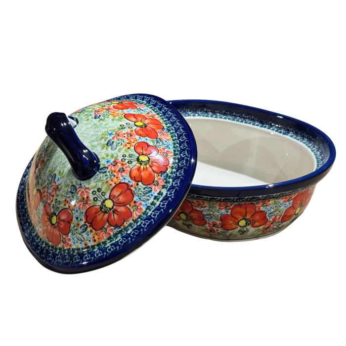 Vas oval cu capac pentru cuptor Mother’s Garden, ceramica smaltuita, pictat manual, 21,5 x 26,0 cm, volum  1,2 L [7]