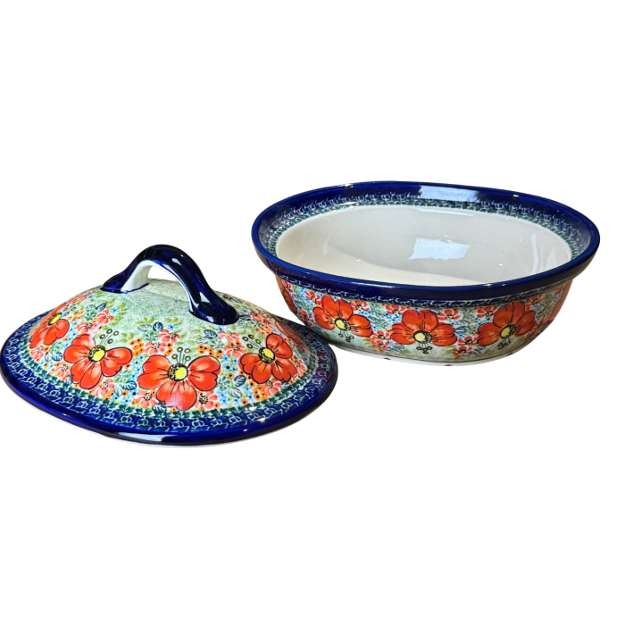 Vas oval cu capac pentru cuptor Mother’s Garden, ceramica smaltuita, pictat manual, 21,5 x 26,0 cm, volum  1,2 L [3]