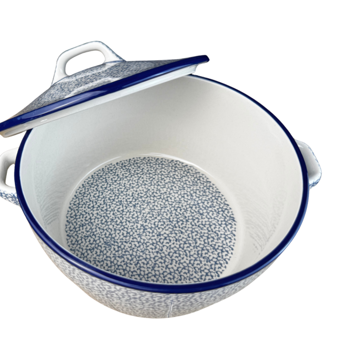 Vas rotund cuptor cu capac si manere, Blue Sea, ceramica smaltuita, pictata manual, volum 1,75 l [4]