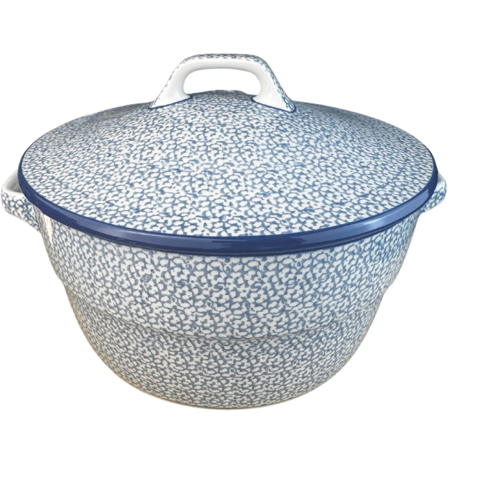 Vas rotund cuptor cu capac si manere, Blue Sea, ceramica smaltuita, pictata manual, volum 1,75 l [2]
