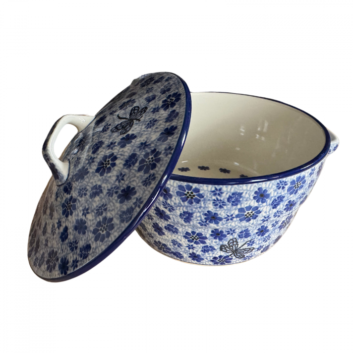 Vas rotund cuptor cu capac si manere, Butterfly Dance, ceramica smaltuita, pictata manual, volum 1,75 l [9]