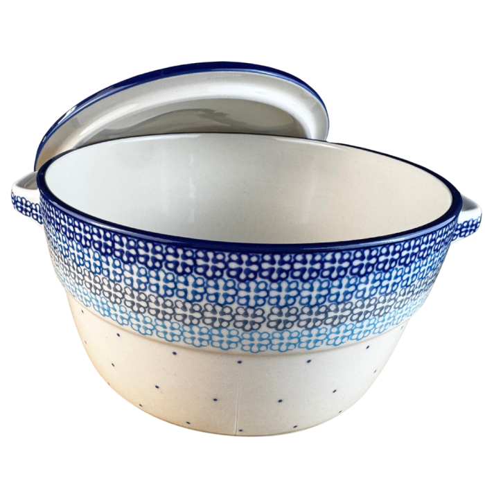 Vas rotund cuptor cu capac si manere, Morning Glory, ceramica smaltuita, pictata manual, volum 1,75 l [3]