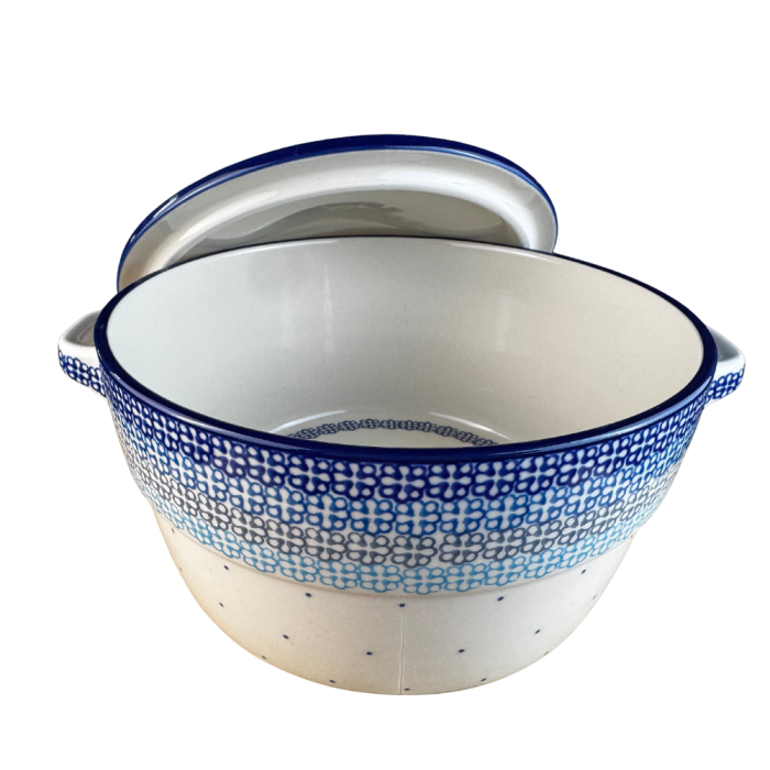 Vas rotund cuptor cu capac si manere, Morning Glory, ceramica smaltuita, pictata manual, volum 1,75 l [4]