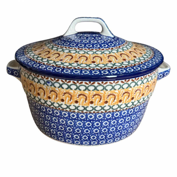 Vas rotund cuptor cu capac si manere, Morning Sunrise, ceramica smaltuita, pictata manual, volum 1,75 l [4]