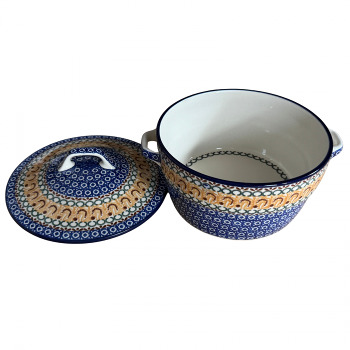 Vas rotund cuptor cu capac si manere, Morning Sunrise, ceramica smaltuita, pictata manual, volum 1,75 l [10]