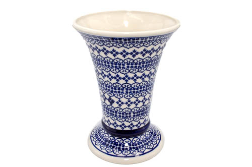 Vaza ceramica, decorativa, Blue Laces, smaltuita, impermeabila, pictata manual, inaltime 19,5 cm [2]