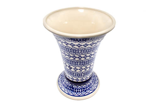 Vaza ceramica, decorativa, Blue Laces, smaltuita, impermeabila, pictata manual, inaltime 19,5 cm [3]
