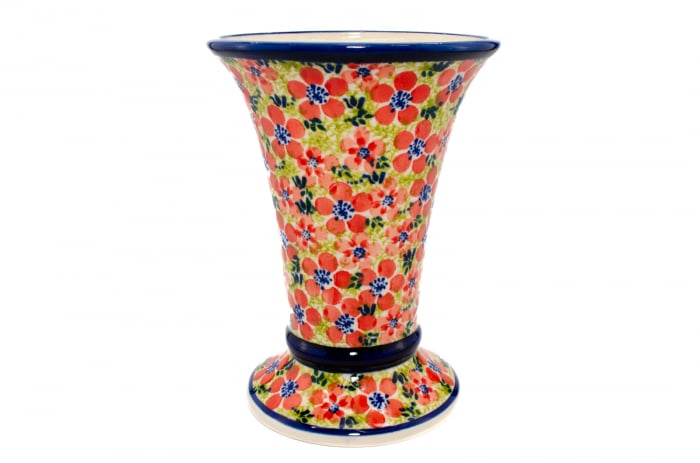 Vaza ceramica, decorativa, Fire Poppies, smaltuita, impermeabila, pictata manual, inaltime 19,5 cm [3]