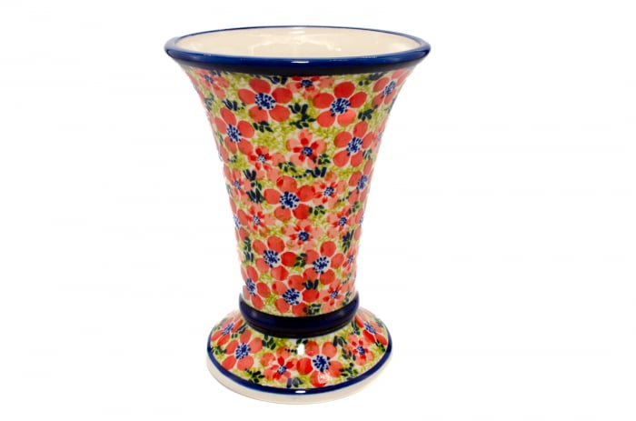 Vaza ceramica, decorativa, Fire Poppies, smaltuita, impermeabila, pictata manual, inaltime 19,5 cm [2]