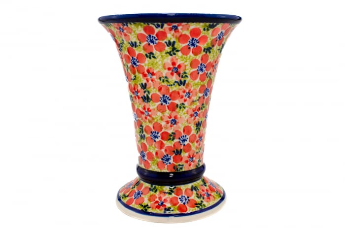 Vaza ceramica, decorativa, Fire Poppies, smaltuita, impermeabila, pictata manual, inaltime 19,5 cm [4]