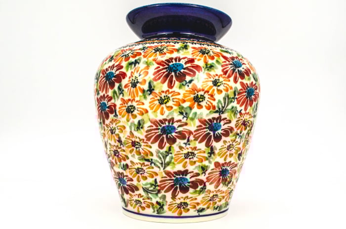 Vaza ceramica, decorativa, Flower Jungle, smaltuita, impermeabila, pictata manual, inaltime 19,7 cm [3]