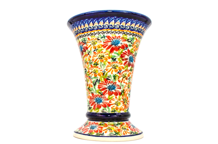 Vaza ceramica, decorativa, Flower Jungle, smaltuita, impermeabila, pictata manual, inaltime 19,5 cm [3]