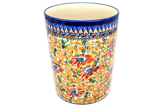 Vaza ceramica, Flower Jungle, smaltuita, impermeabila, pictata manual, 18,0 cm [2]