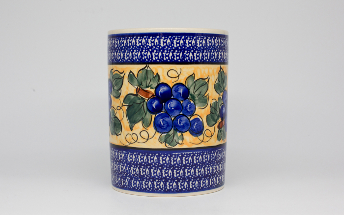 Vaza ceramica, Grapes, smaltuita, impermeabila, pictata manual, 18,0 cm [3]