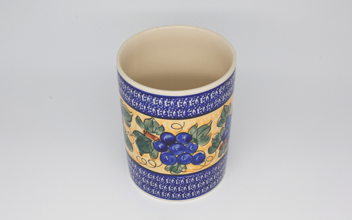 Vaza ceramica, Grapes, smaltuita, impermeabila, pictata manual, 18,0 cm [2]