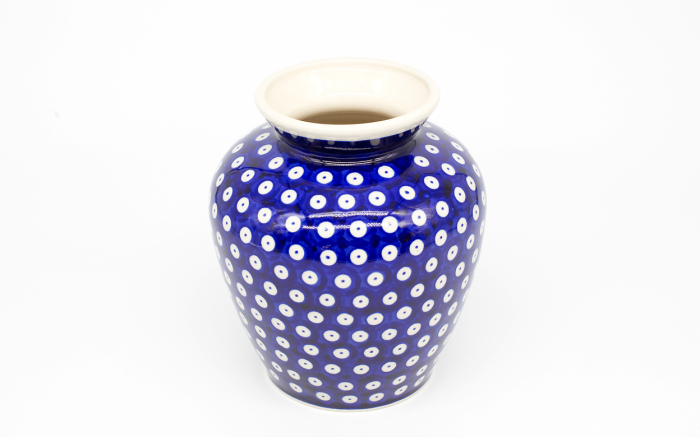 Vaza decorativa Blue Eyes, ceramica smaltuita, impermeabila, pictata manual, 17,0 cm [3]