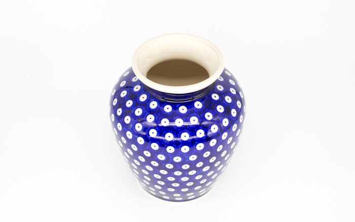 Vaza decorativa Blue Eyes, ceramica smaltuita, impermeabila, pictata manual, 17,0 cm [2]