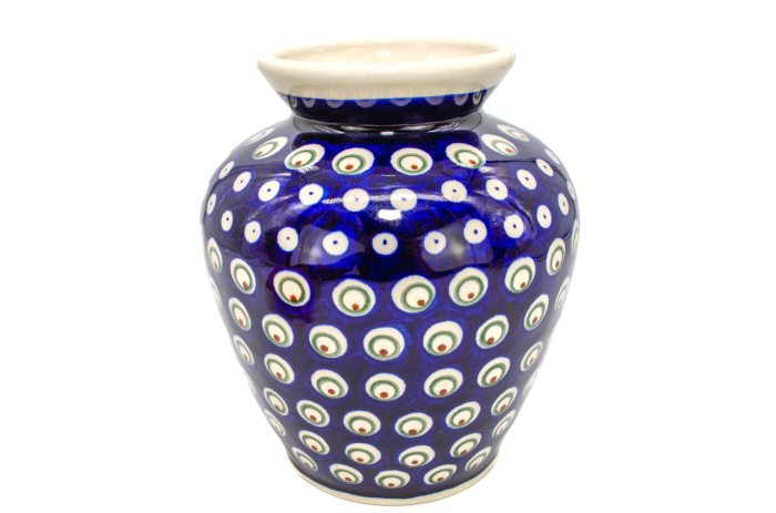 Vaza decorativa Blue Peacock Eyes, ceramica smaltuita, impermeabila, pictata manual, 17,0 cm [5]