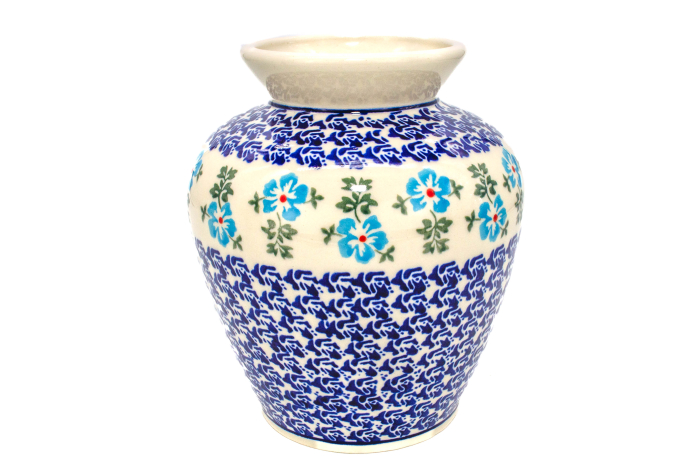 Vaza decorativa Forget-me-nots, ceramica smaltuita, impermeabila, pictata manual, 17,0 cm [4]