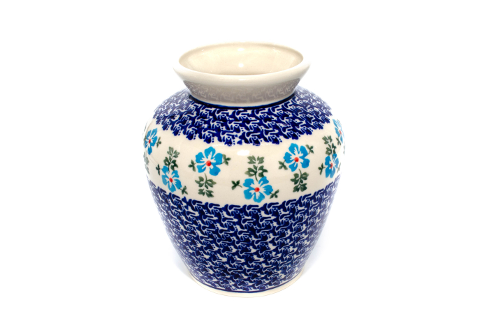 Vaza decorativa Forget-me-nots, ceramica smaltuita, impermeabila, pictata manual, 17,0 cm [2]