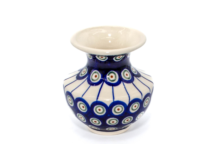 Vaza decorativa Peacock Eyes, ceramica smaltuita, impermeabila, pictata manual, 11,1 cm [4]