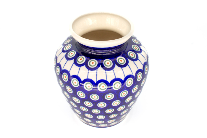 Vaza decorativa Peacock Eyes, ceramica smaltuita, impermeabila, pictata manual, 17,0 cm [4]