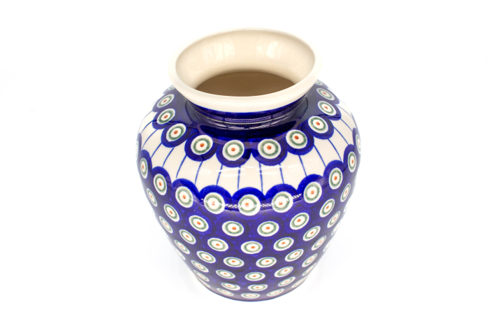 Vaza decorativa Peacock Eyes, ceramica smaltuita, impermeabila, pictata manual, 17,0 cm [3]