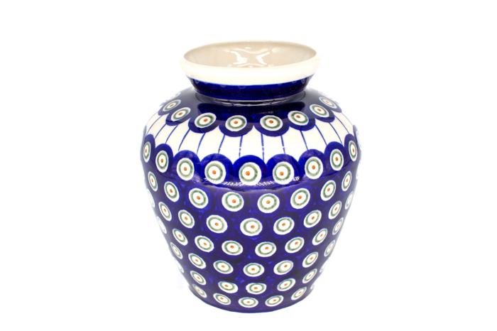 Vaza decorativa Peacock Eyes, ceramica smaltuita, impermeabila, pictata manual, 17,0 cm [2]