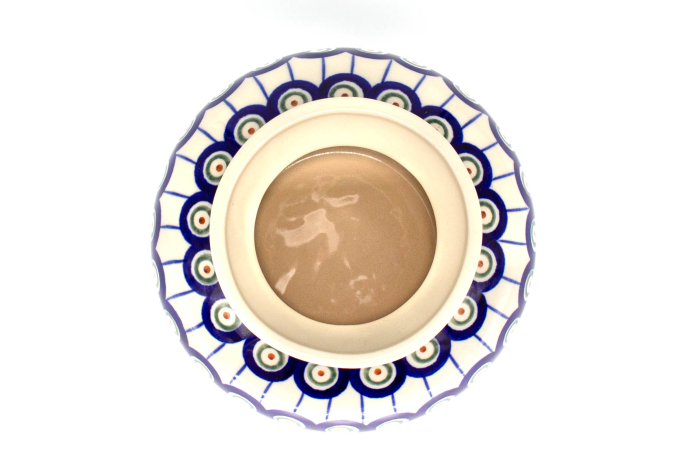 Vaza decorativa Peacock Eyes, ceramica smaltuita, impermeabila, pictata manual, 17,0 cm [5]