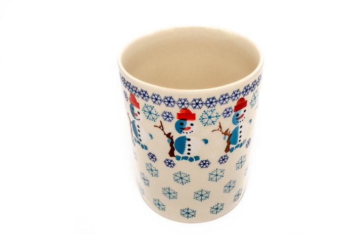 Vaza decorativa Snowman Dance, ceramica smaltuita, impermeabila, pictata manual, 18,0 cm [2]