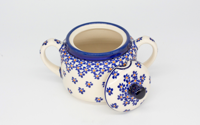 Zaharnita Blue Field, ceramica smaltuita, pictat manual, 350 ml [3]