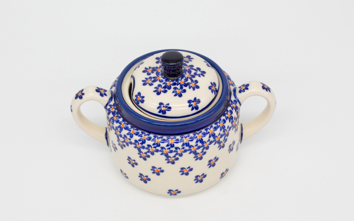 Zaharnita Blue Field, ceramica smaltuita, pictat manual, 350 ml [2]