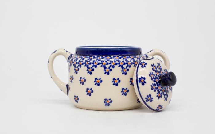 Zaharnita Blue Field, ceramica smaltuita, pictat manual, 350 ml [4]