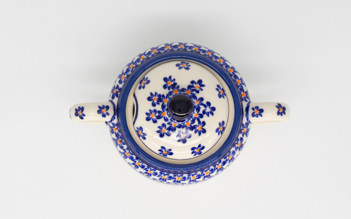 Zaharnita Blue Field, ceramica smaltuita, pictat manual, 350 ml [5]