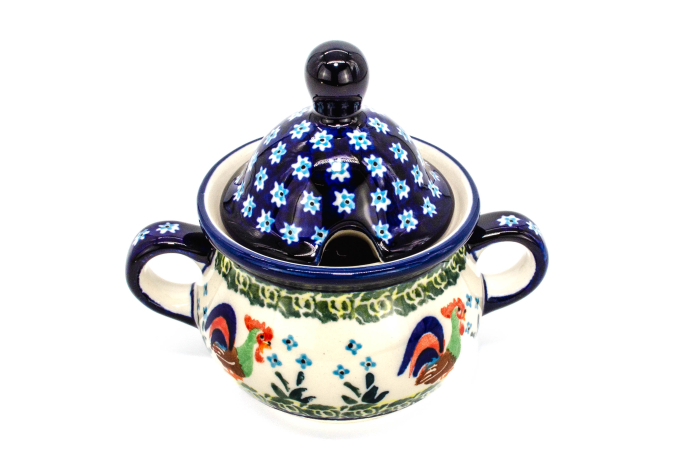 Zaharnita ceramica Vintage Rooster, ceramica smaltuita, pictata manual, 350 ml [2]