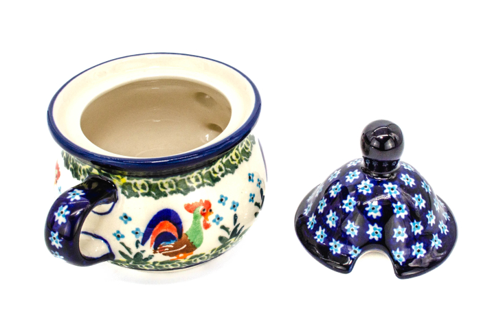 Zaharnita ceramica Vintage Rooster, ceramica smaltuita, pictata manual, 350 ml [4]