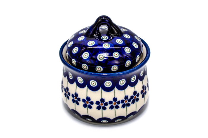 Zaharnita cu capac Floral Peacock, ceramica smaltuita, pictat manual, 200 ml [2]