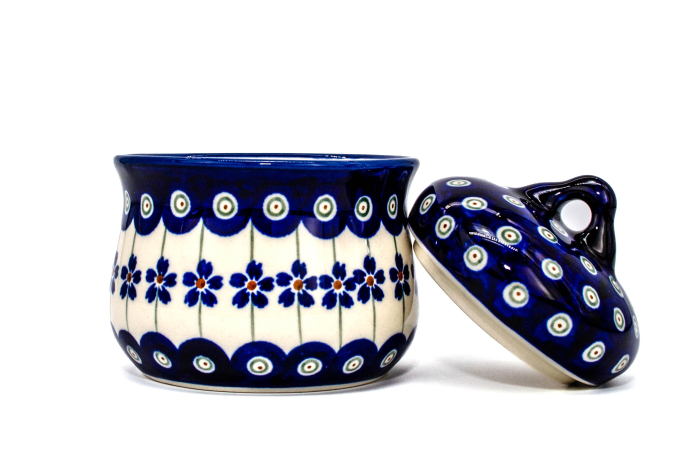 Zaharnita cu capac Floral Peacock, ceramica smaltuita, pictat manual, 200 ml [4]